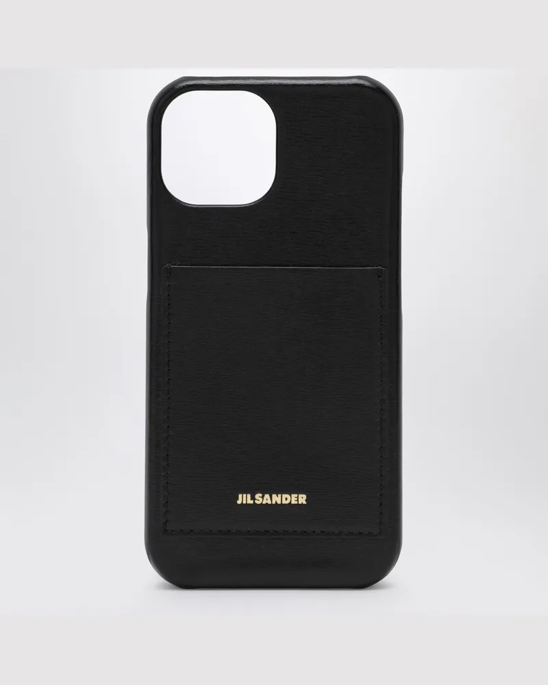 Jil Sander Schwarzes Cover für iPhone 15 Pro mit Logo Schwarz