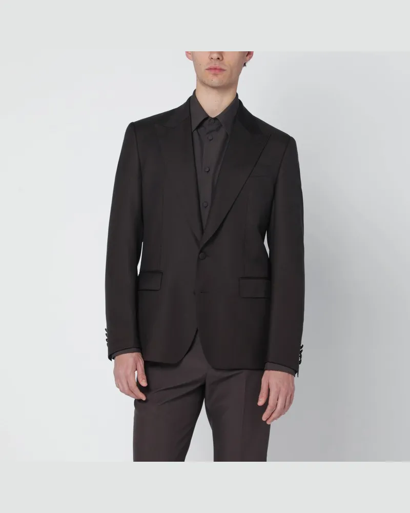 Dolce & Gabbana Braune einreihige Wolljacke Braun