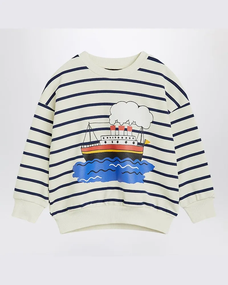 Mini Rodini Gestreifter Baumwollpullover Blau