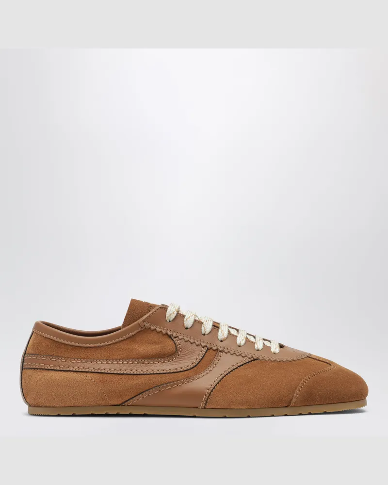 Dries van Noten Brauner Sneaker aus Leder und Wildleder Beige