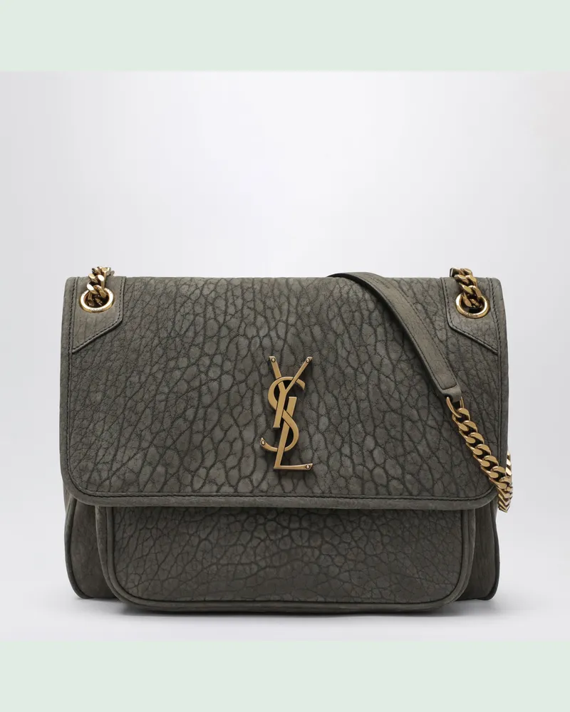 Saint Laurent Niki Umhängetasche aus zinkgrauem Lammleder Grey