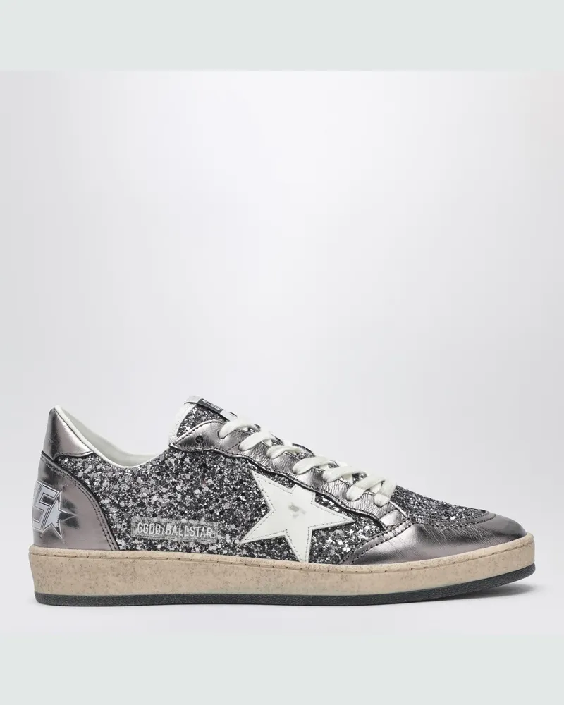 Golden Goose Ballstar Sneaker in Silber mit Glitzer Grey