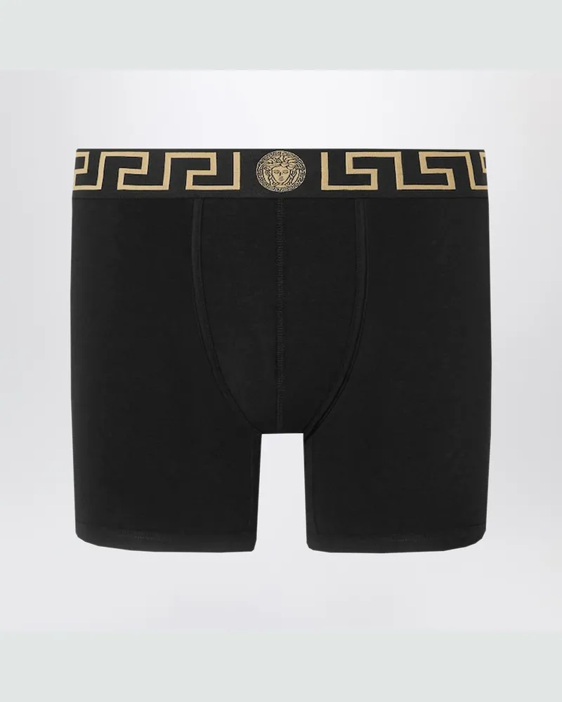 Versace Weiße eng anliegende Boxershorts mit Greca-Bund Black