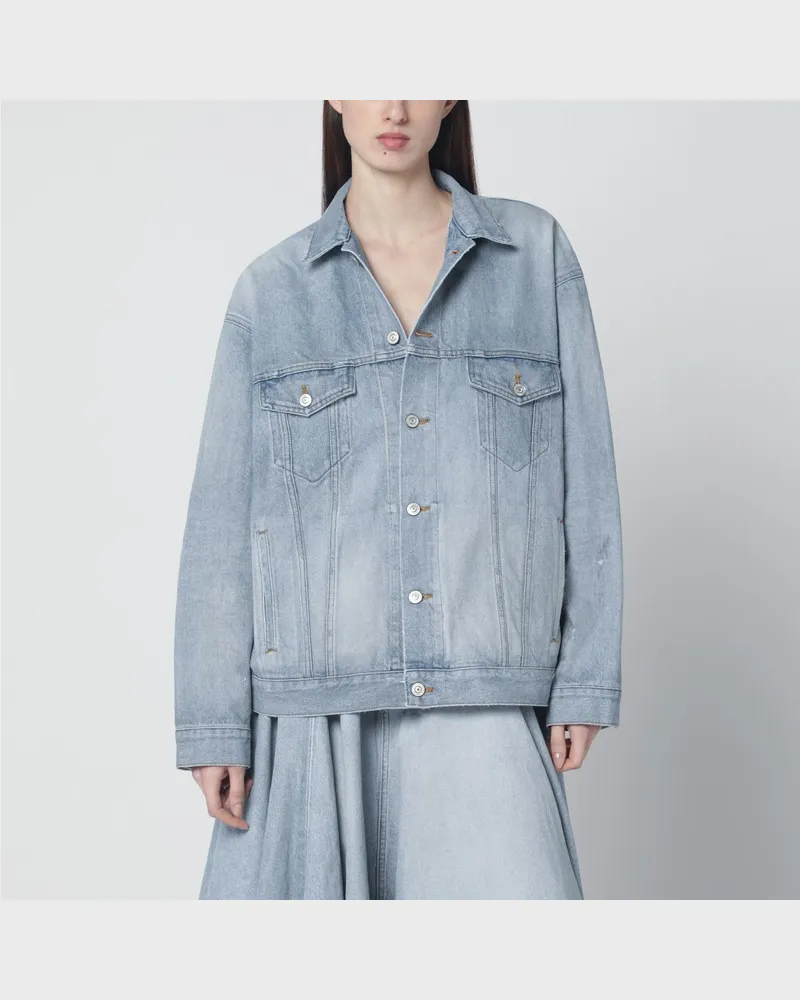 Balenciaga Hellblaue Denimjacke im Vintage-Look Hellblau