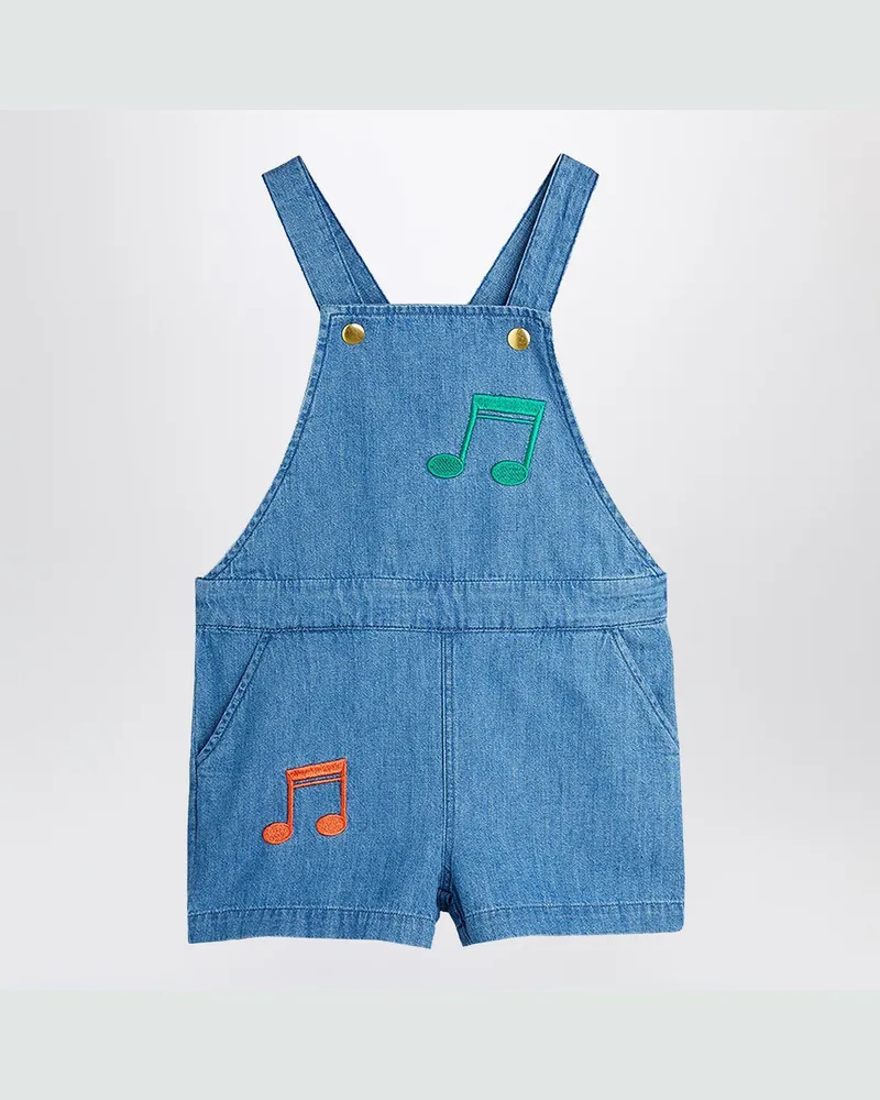 Mini Rodini Hellblaue Latzhose aus Denim mit Musiknoten Blue