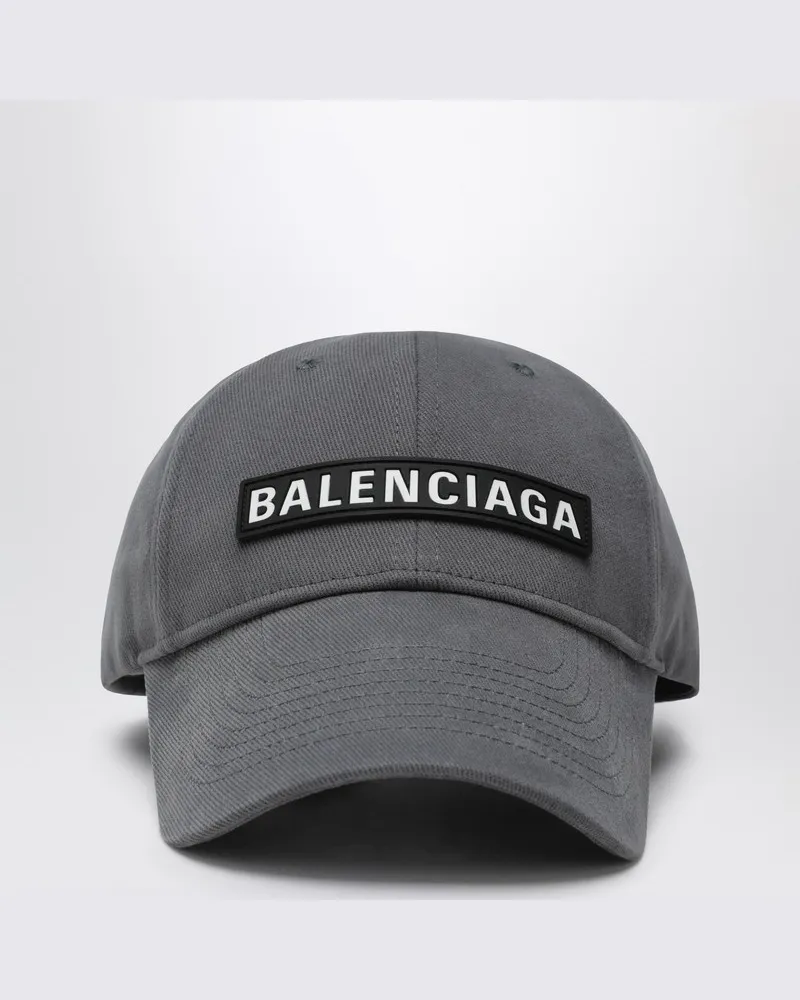 Balenciaga Graue Patch-Basecap aus Baumwolle Grau