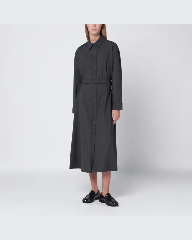 P.A.R.O.S.H. Hemdkleid mit anthrazitgrauem Gürtel Grau