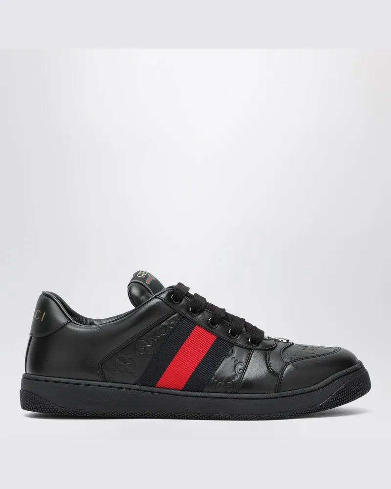 Gucci Schwarze Screener-Sneaker mit Webband Schwarz