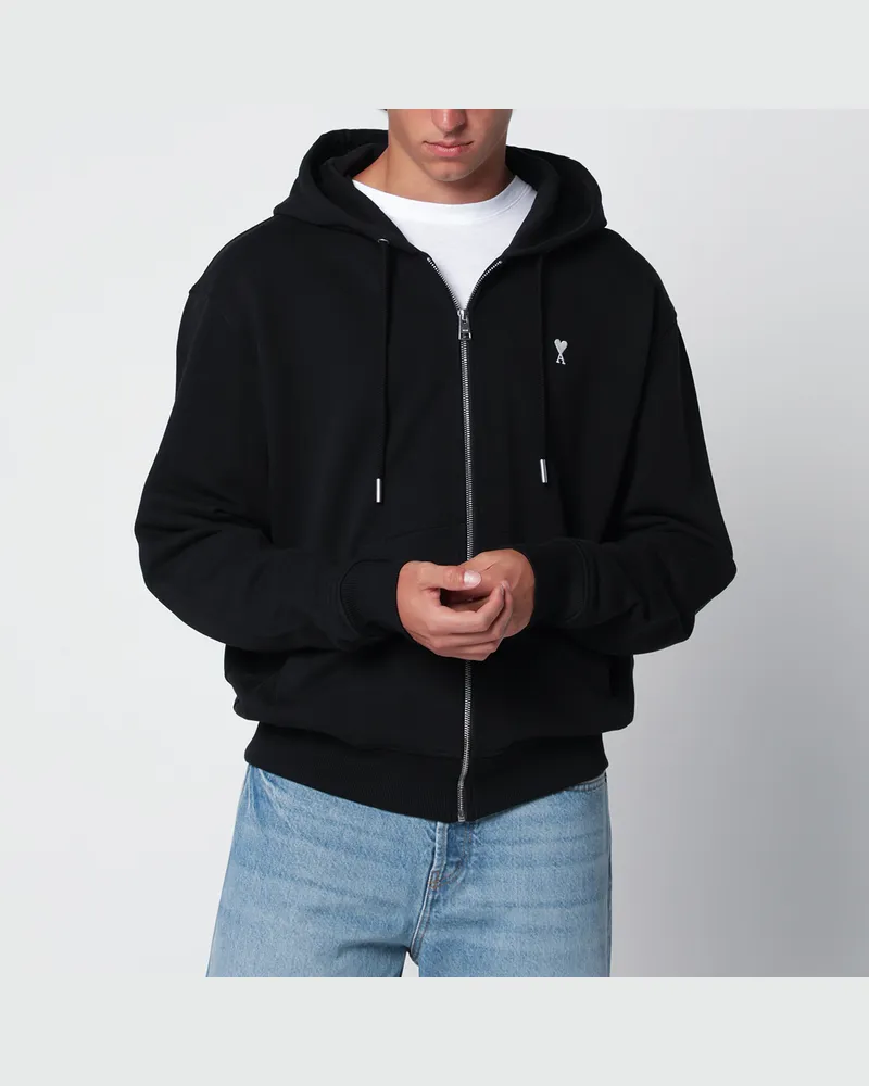 AMI Paris Schwarzes Ami De Coeur Sweatshirt mit Reißverschluss Black