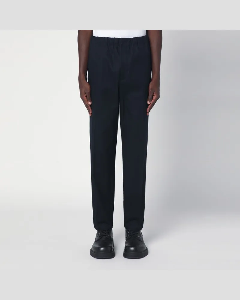 Jil Sander Marineblaue Hose aus Baumwolle