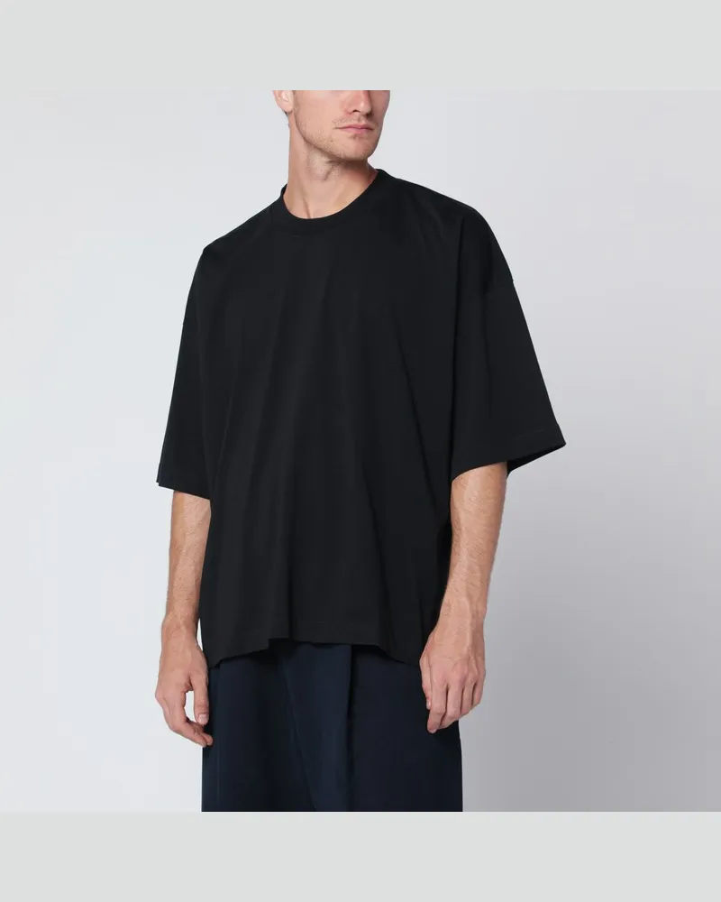 Studio Nicholson Weit geschnittenes schwarzes T-Shirt aus Baumwolle Schwarz