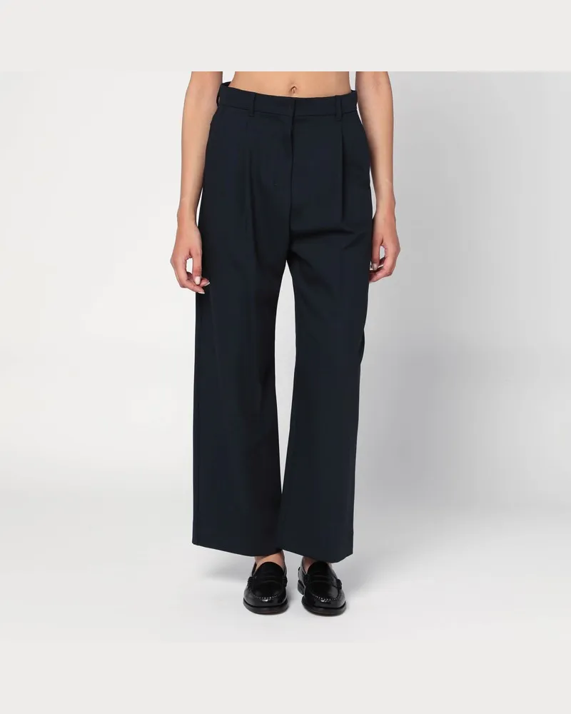 Max Mara Hose aus mitternachtsblauer Crêpe-Wolle Blau