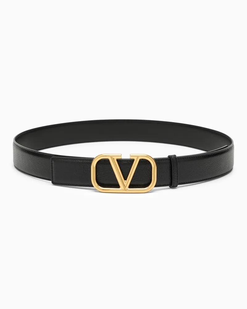 Valentino Garavani Ledergürtel Vlogo schwarz/gold Schwarz