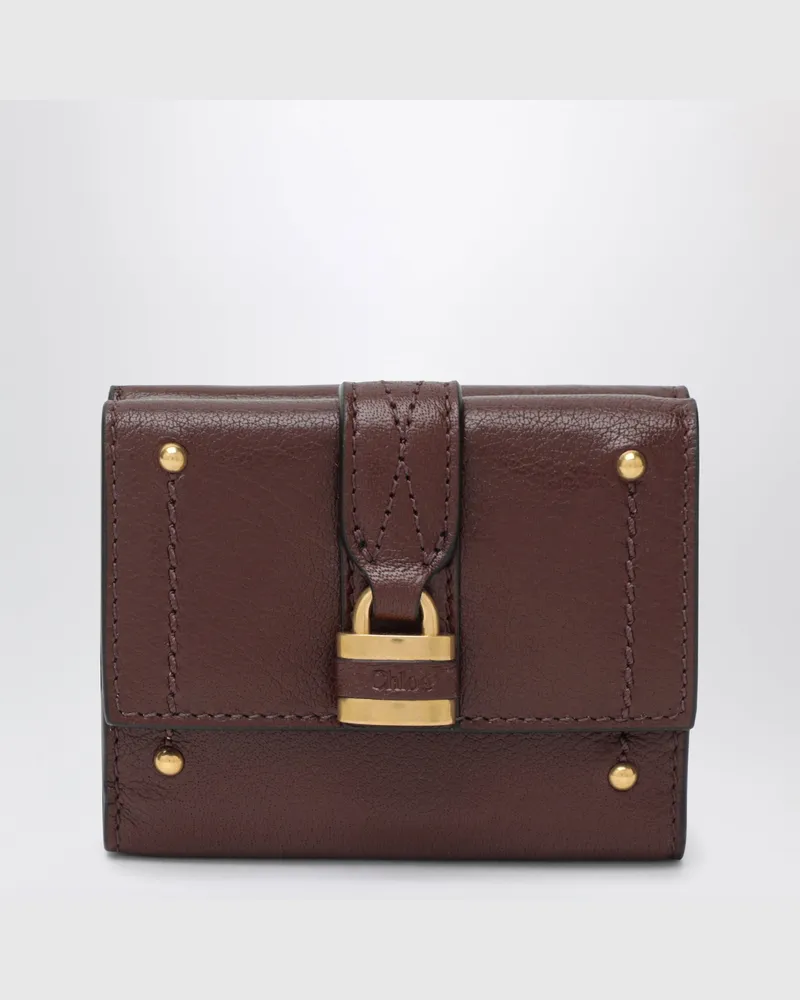 Chloé Paddington Mini Trifold-Portemonnaie aus braunem Leder Brown