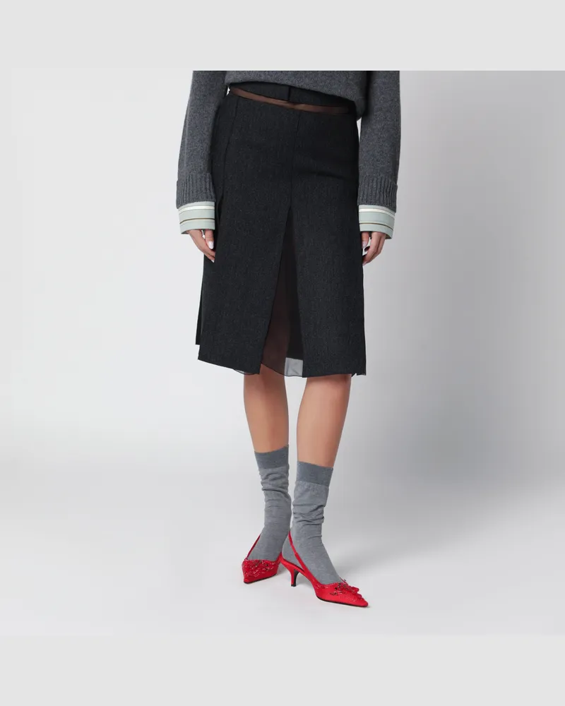 Prada Slate grey skirt in double wool Grey