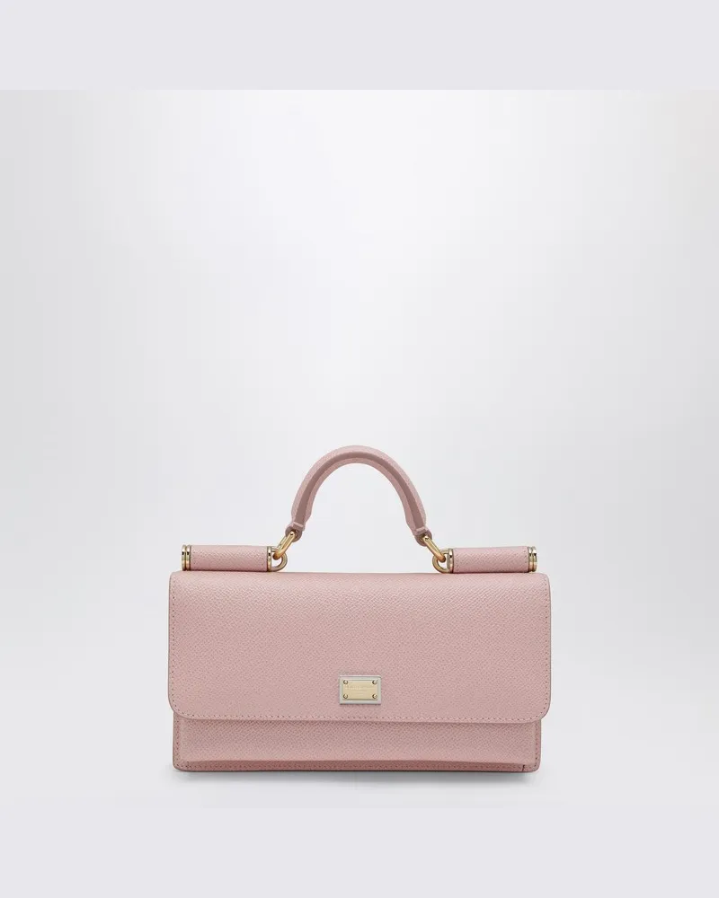 Dolce & Gabbana Rosa Mini-Tasche aus Dauphine-Leder mit Logo-Plakette Rosa