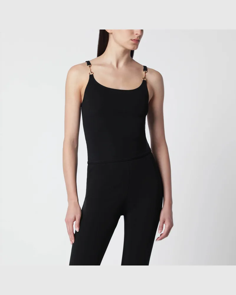 Gucci Top aus Viskose-Crêpe-Jersey mit Horsebit-Detail in Schwarz Black