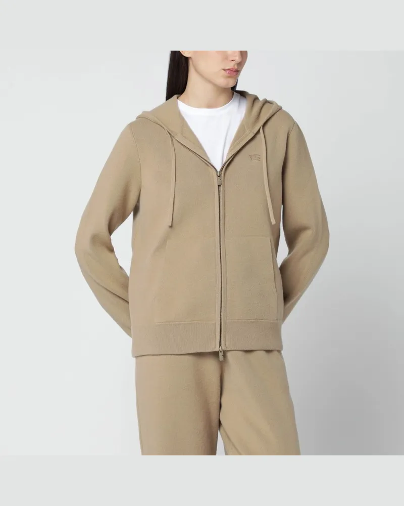 Burberry Beige Zip-Sweatshirt aus Kaschmirmix Braun