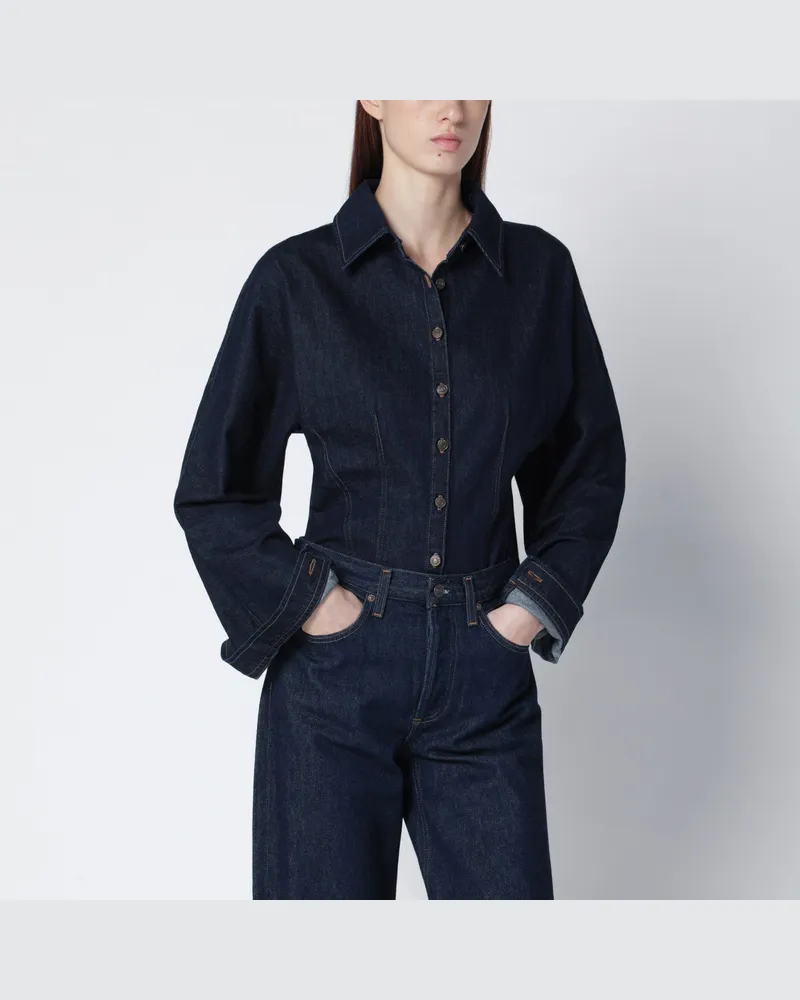 AGOLDE Dunkelindigoblaues Denimhemd Blue