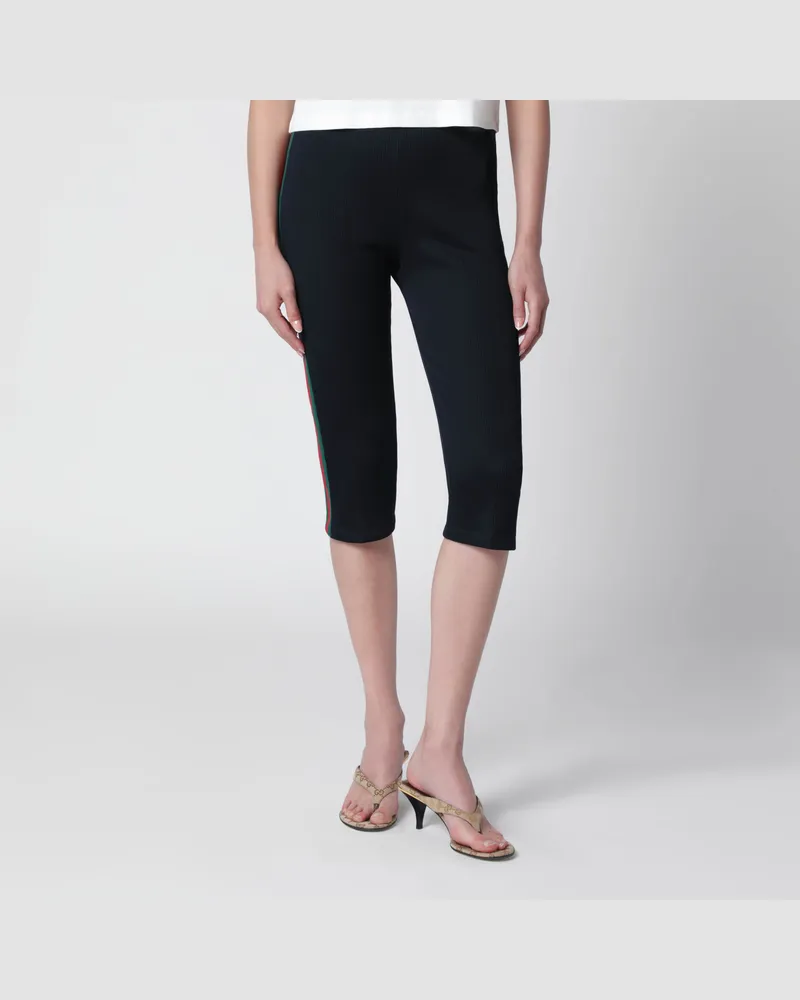 Gucci Baumwoll-Rippjersey-Hose mit Web-Einsatz in Blau Blue
