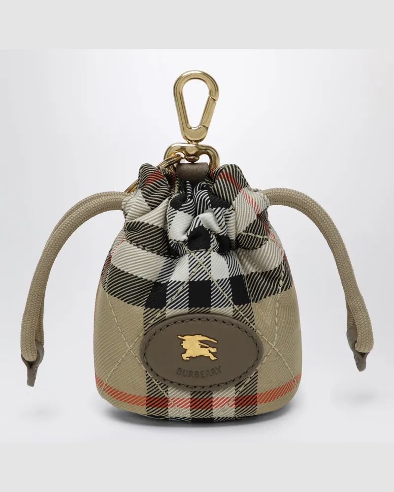 Burberry Horseshoe Bag Charm in Sand Check Beige