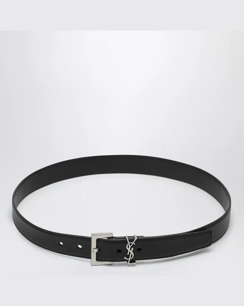 Saint Laurent Schwarzer Gürtel Cassandre aus Glattleder Schwarz