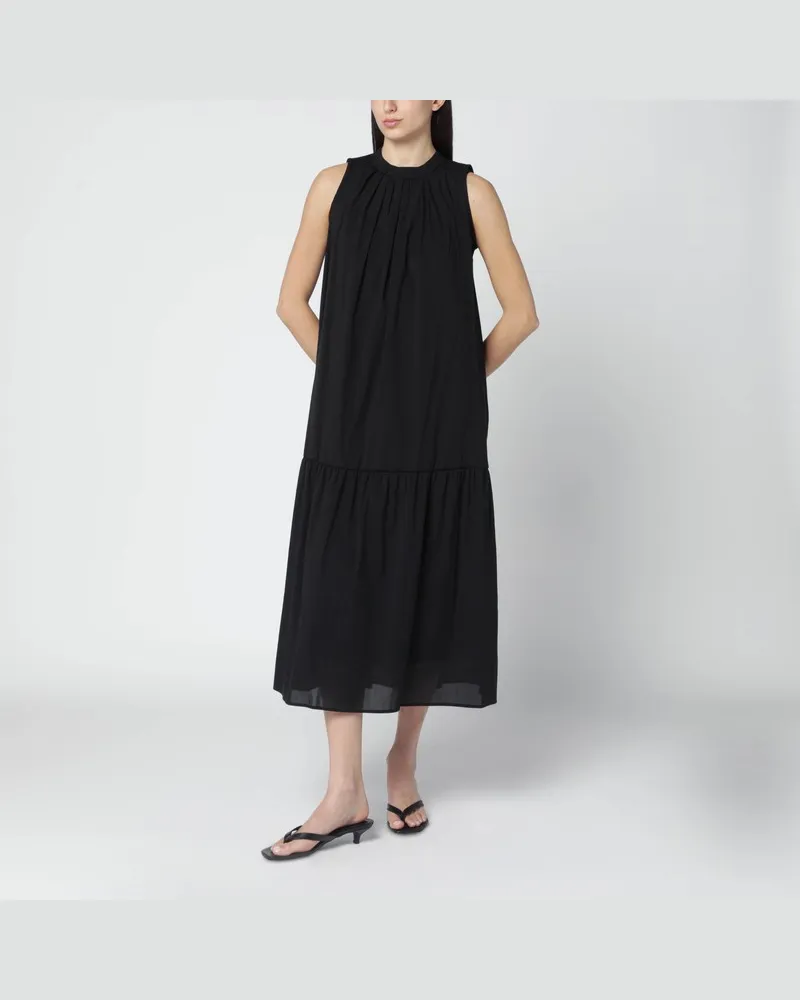 Max Mara Schwarzes Kleid aus Baumwollmix-Canvas Blau