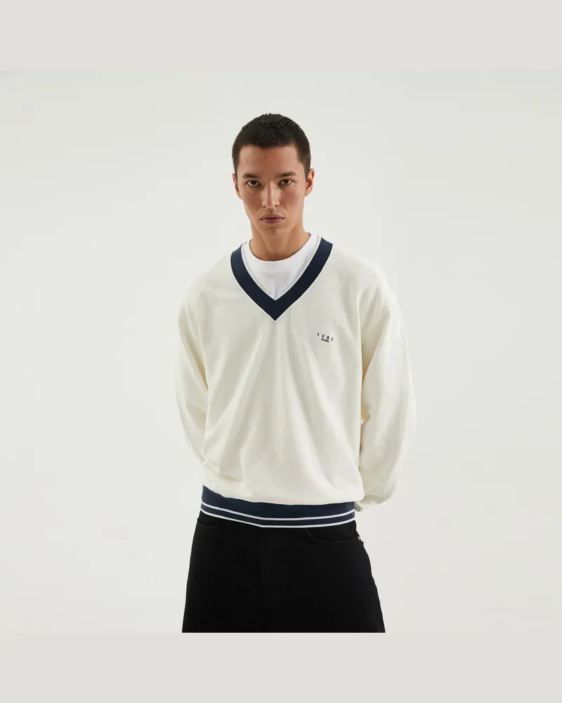 1989 STUDIO JP V-Ausschnitt Sweatshirt Off-White Weiß