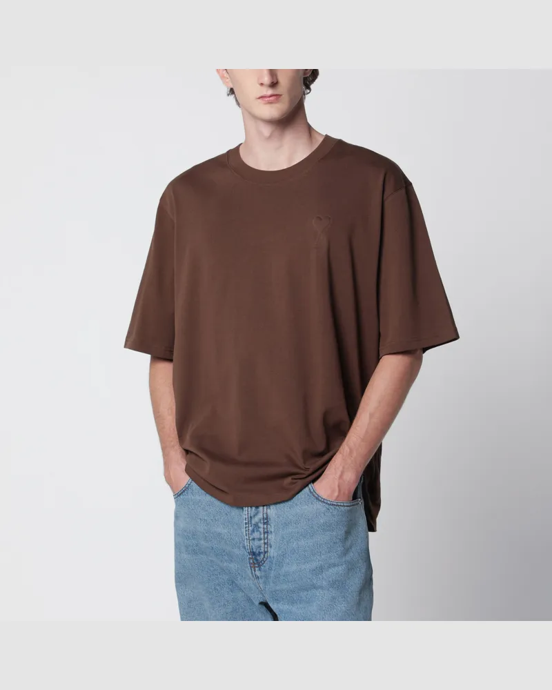 AMI Paris Schokoladenbraunes Ami De Coeur T-Shirt Brown