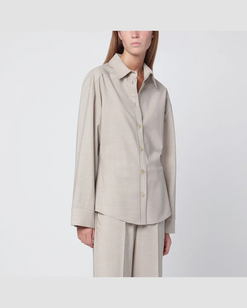 P.A.R.O.S.H. Stuckfarbene Bluse aus Wolle Beige