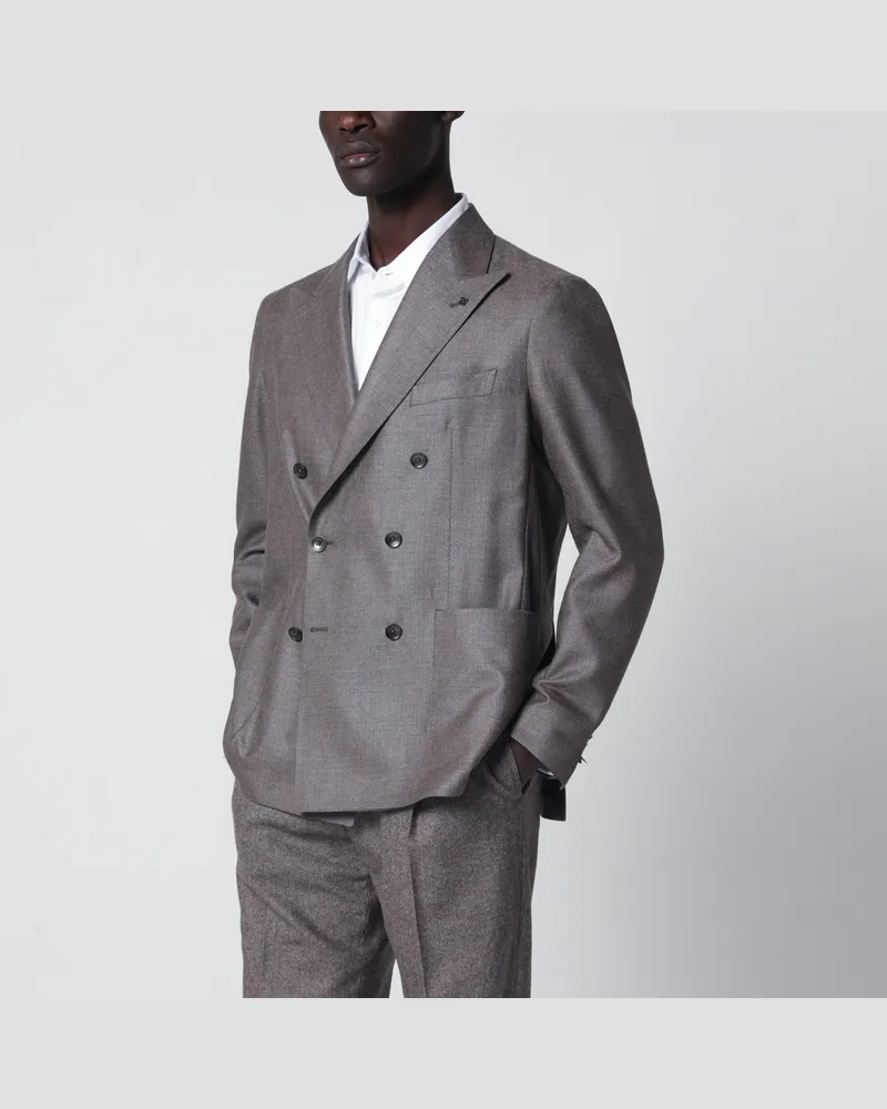Tagliatore Graue zweireihige Jacke aus Seide und Wolle Grey