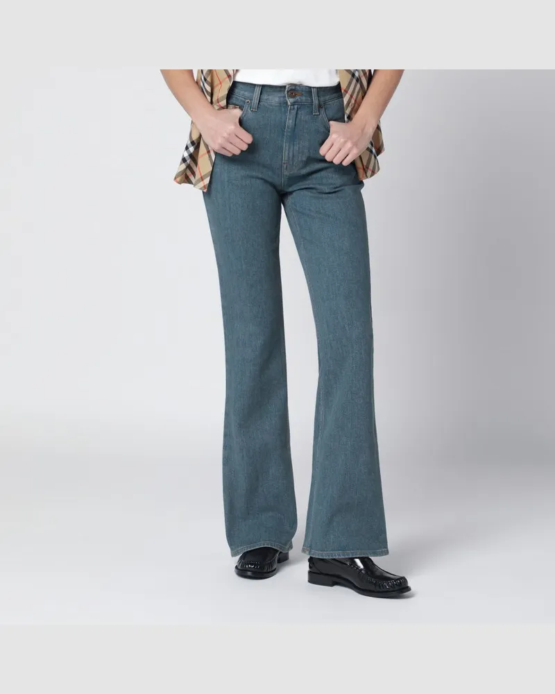 Burberry Mittelblaue Jeans mit Tasche im Check-Muster Blau