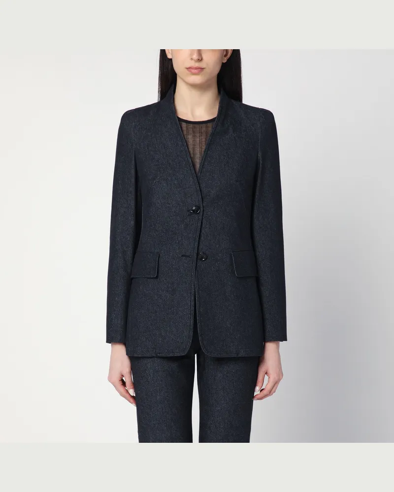 Max Mara Mitternachtsblaue Jacke aus Baumwolle Denim-Effekt Blue