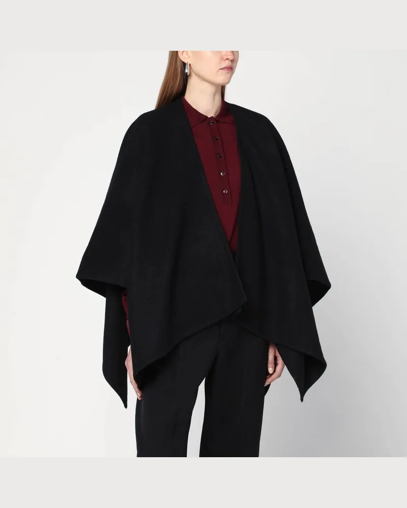 Max Mara Schwarzer Alpaka- und Wollumhang Schwarz