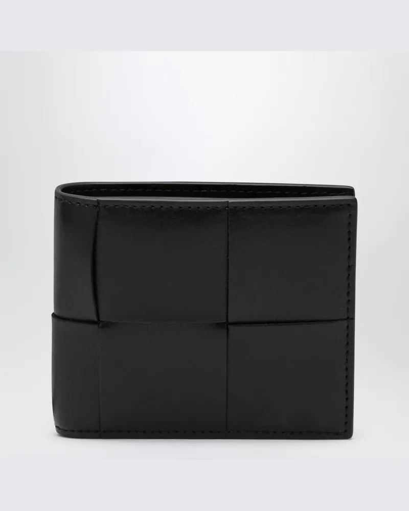 Bottega Veneta Schwarzes Portemonnaie mit Flechtmuster Schwarz