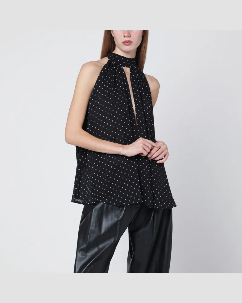 ROTATE Birger Christensen Punktbluse mit integriertem Schal Black