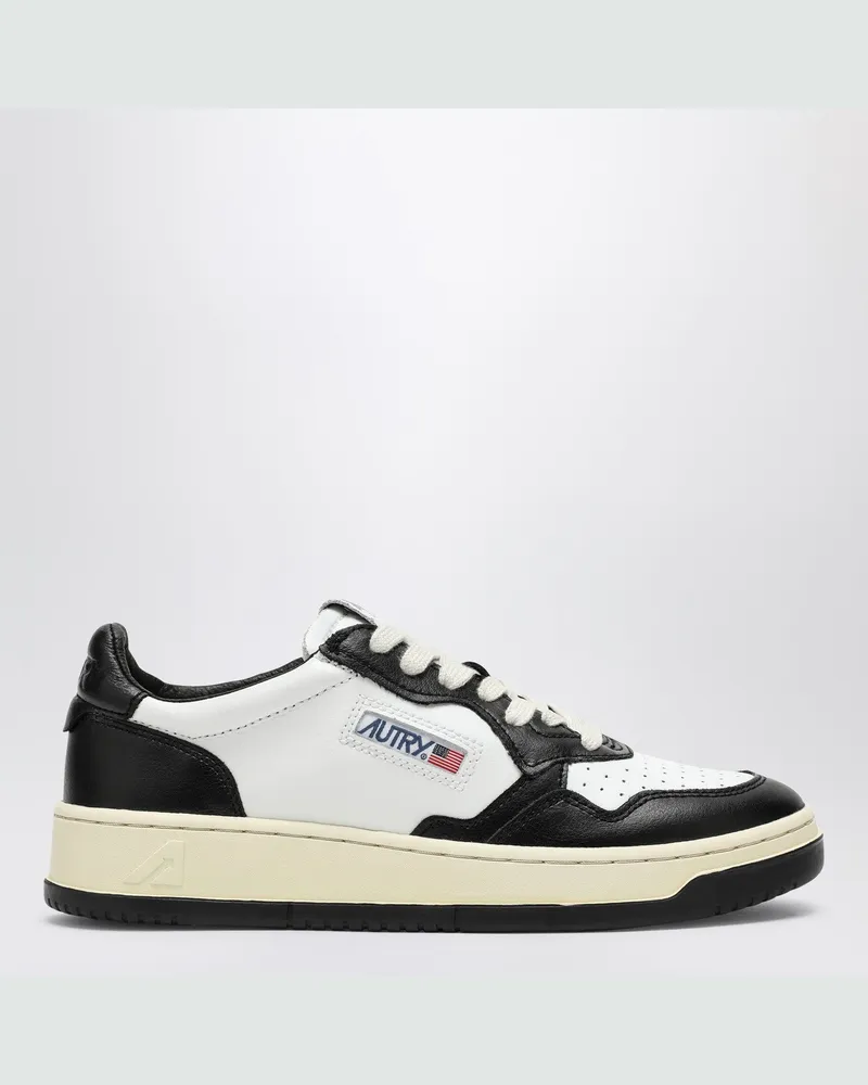 AUTRY Medalist Low Sneakers aus weißem/schwarzem Leder White