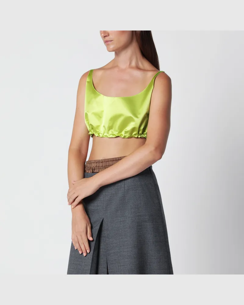 Prada Pistazienfarbenes Top aus Seidenduchesse Green