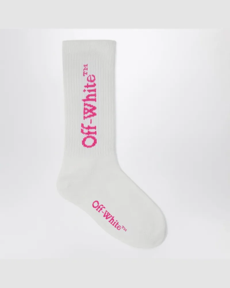 OFF-WHITE Weiße Socken mit rosa Logo White