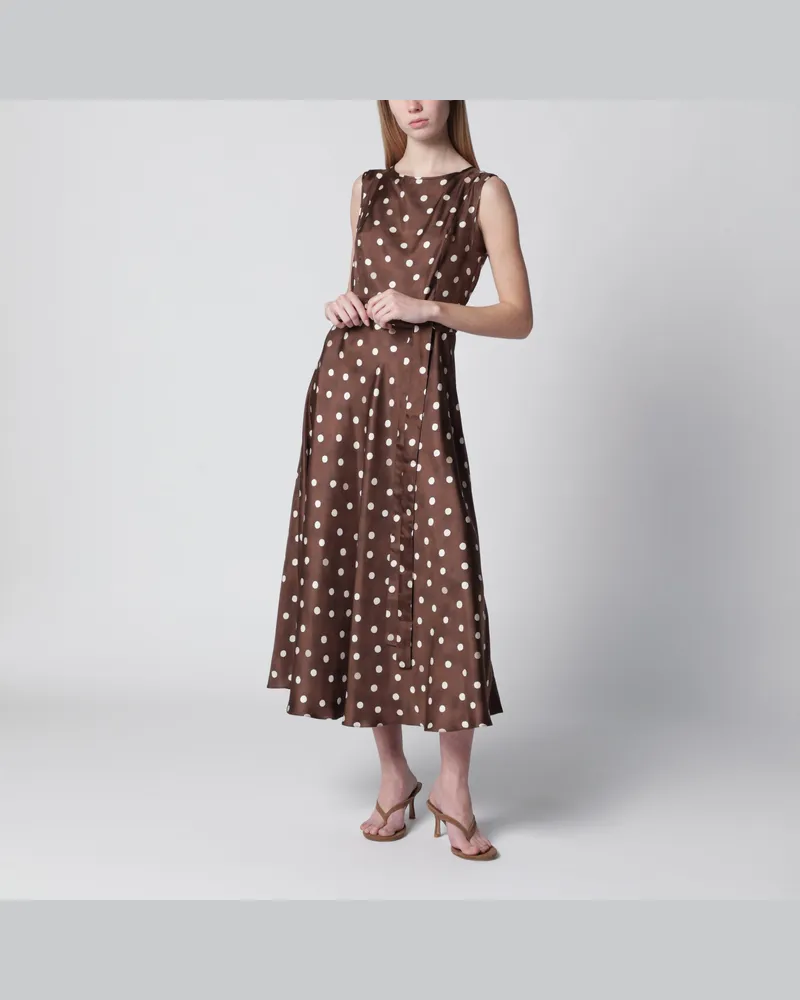 Max Mara Bedrucktes Midi-Kleid aus Seidentwill in Braun Brown
