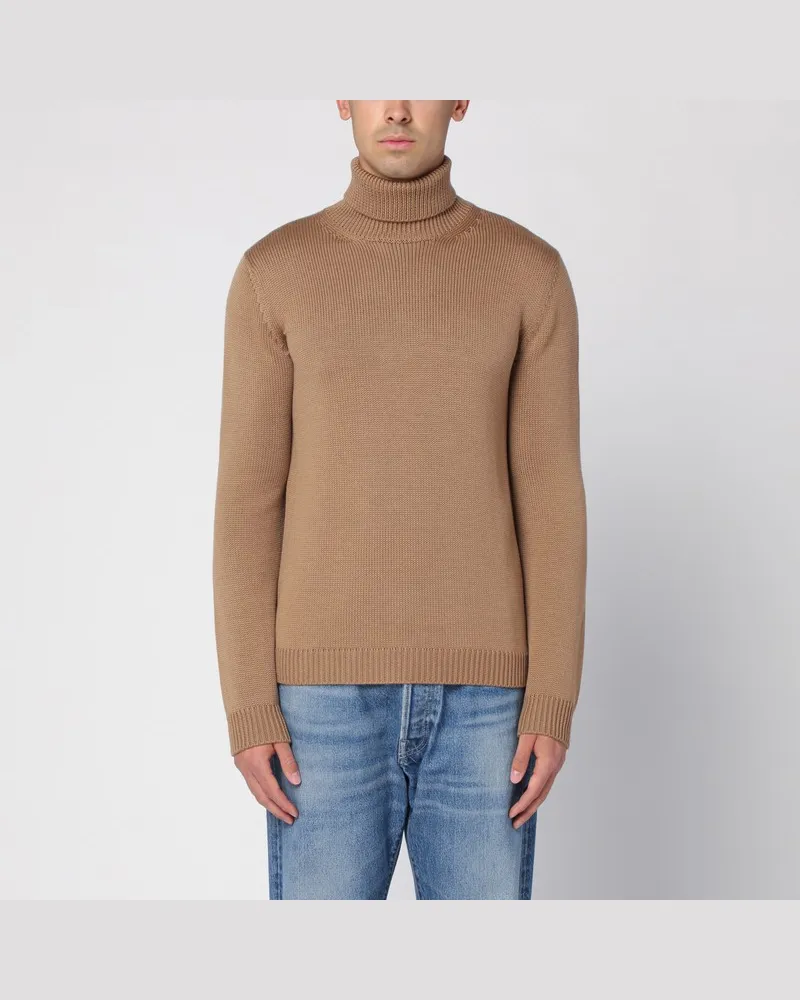 Roberto Collina Kamelfarbener Pullover aus Merinowolle Beige