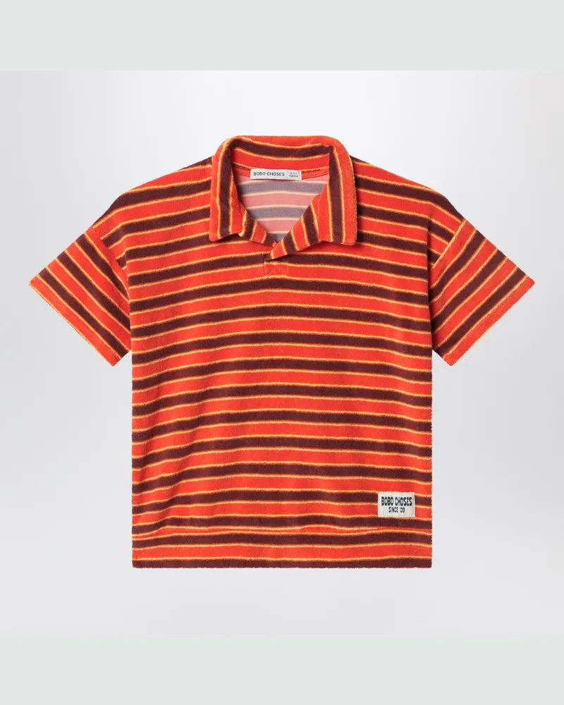 BOBO CHOSES orange gestreiftes Poloshirt aus Frottee Orange