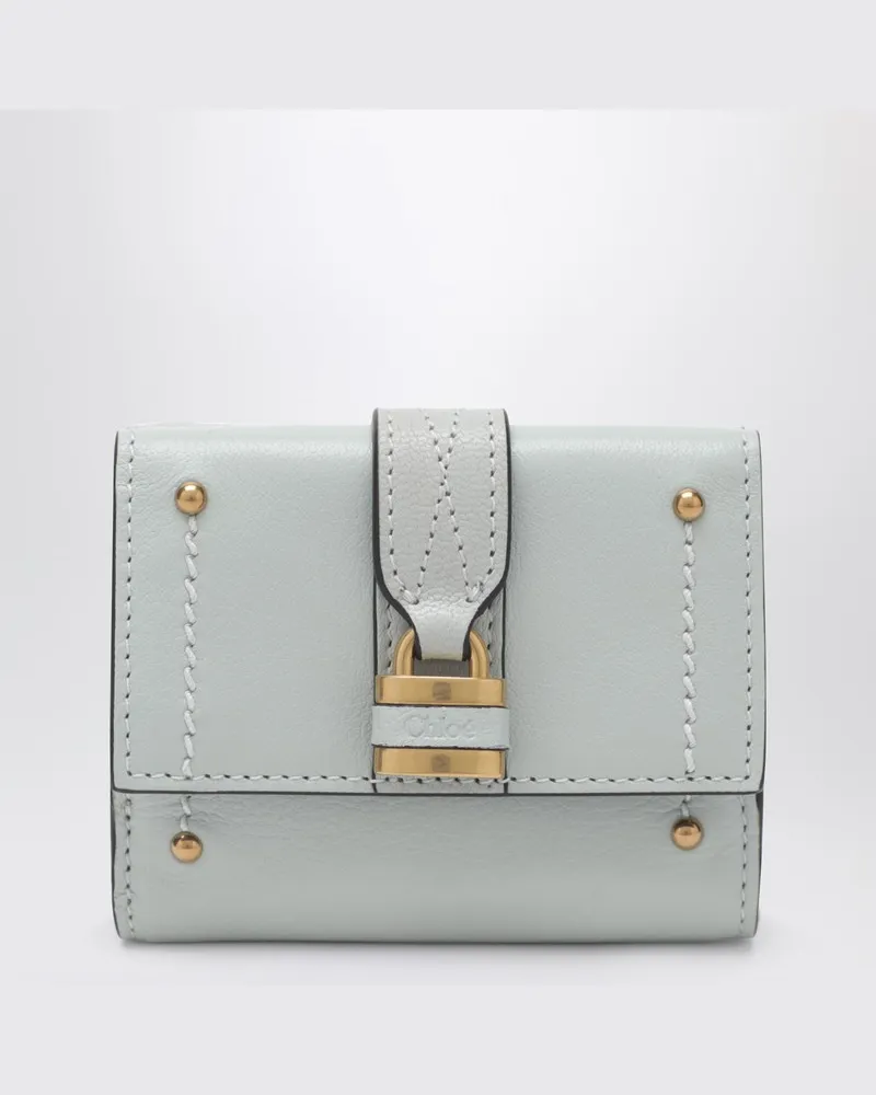 Chloé Paddington Mini-Trifold-Geldbörse aus aquablauem Leder Grau