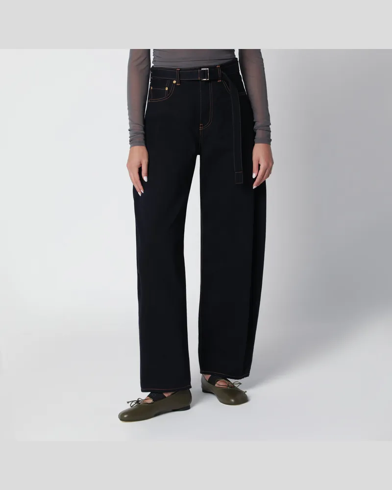 Sacai Jeans mit hohem Bund aus Baumwolle Blue