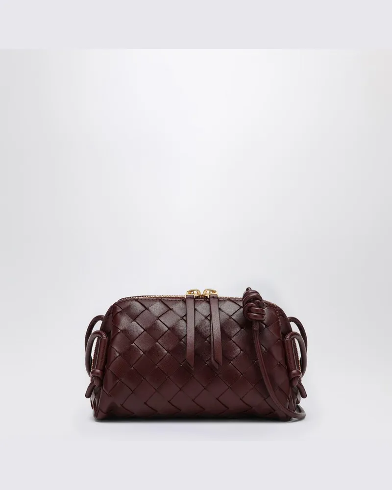 Bottega Veneta Barolo Pochette-Tasche Concert mit Flechtmuster Burgunderrot