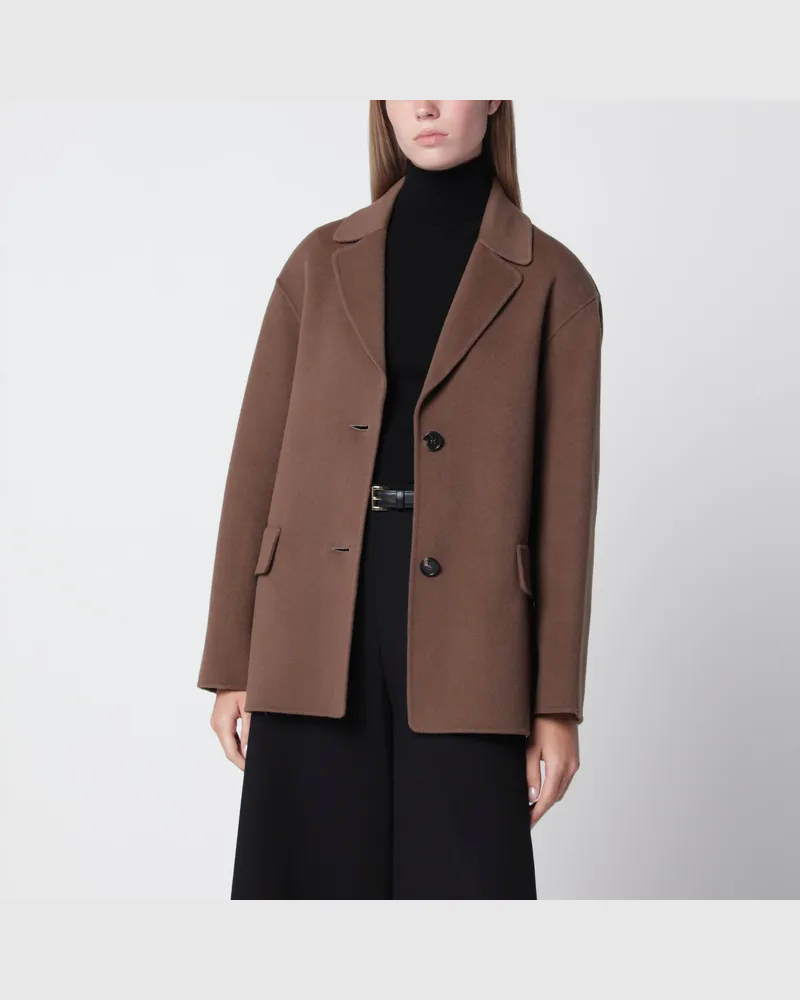 Max Mara Einreihige Jacke aus Double-Wolle in Braun Brown