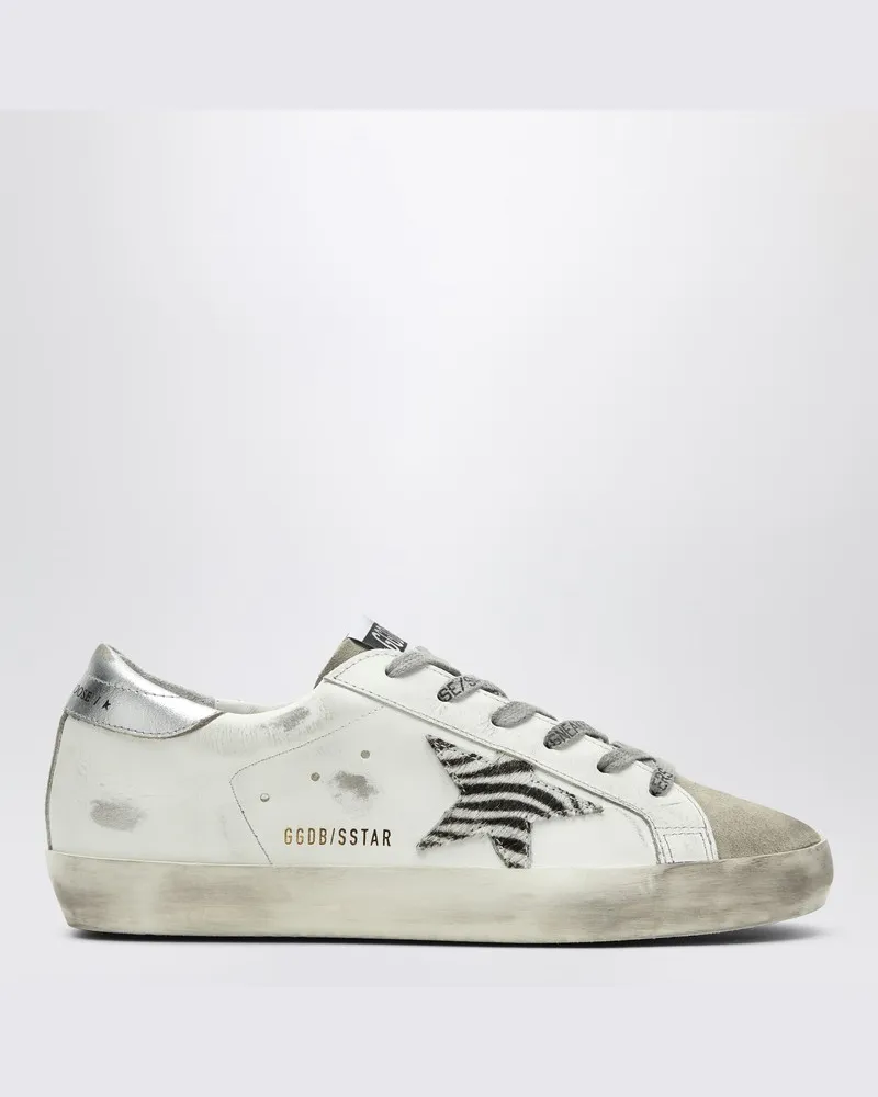 Golden Goose Super-Star Sneaker mit Zebrafell-Stern Weiß