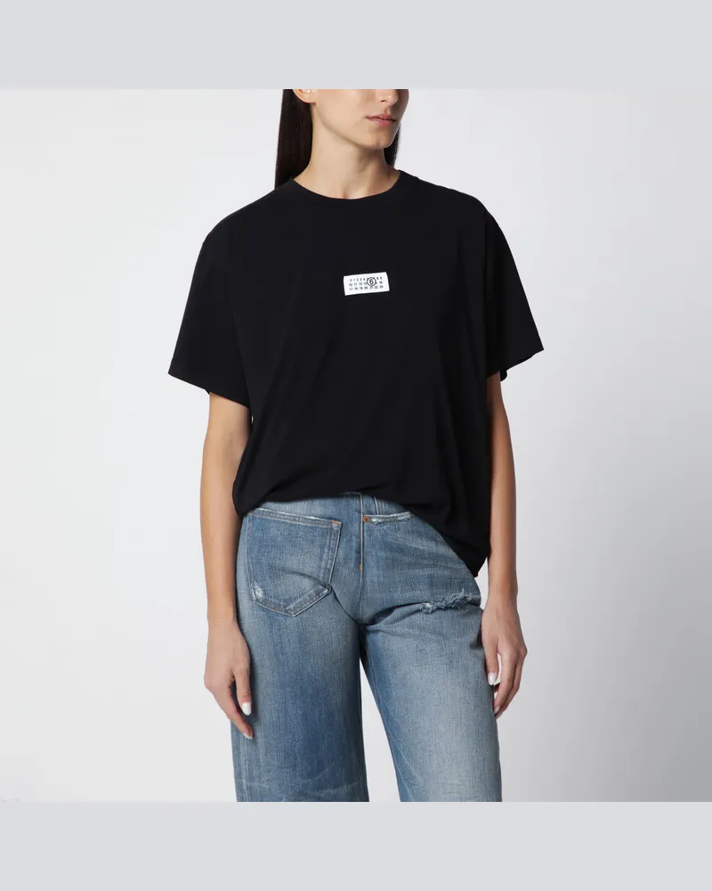 Maison Margiela Schwarzes T-Shirt aus Baumwolljersey mit Logo-Patch Black