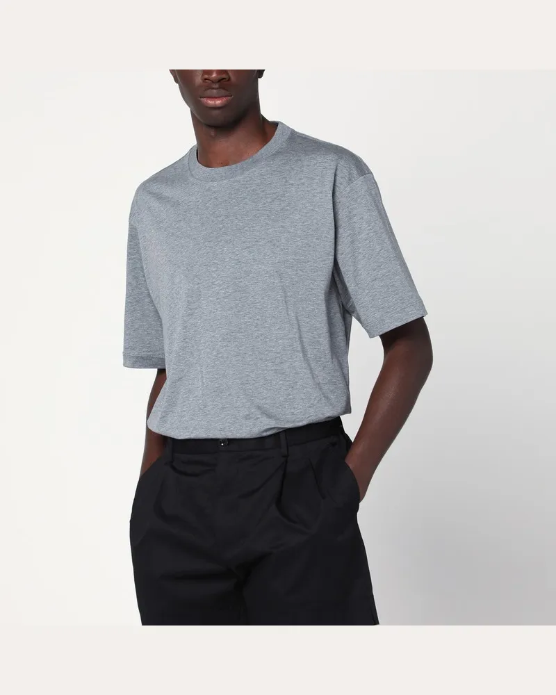 Prada Schiefergraues Baumwoll-T-Shirt Grau