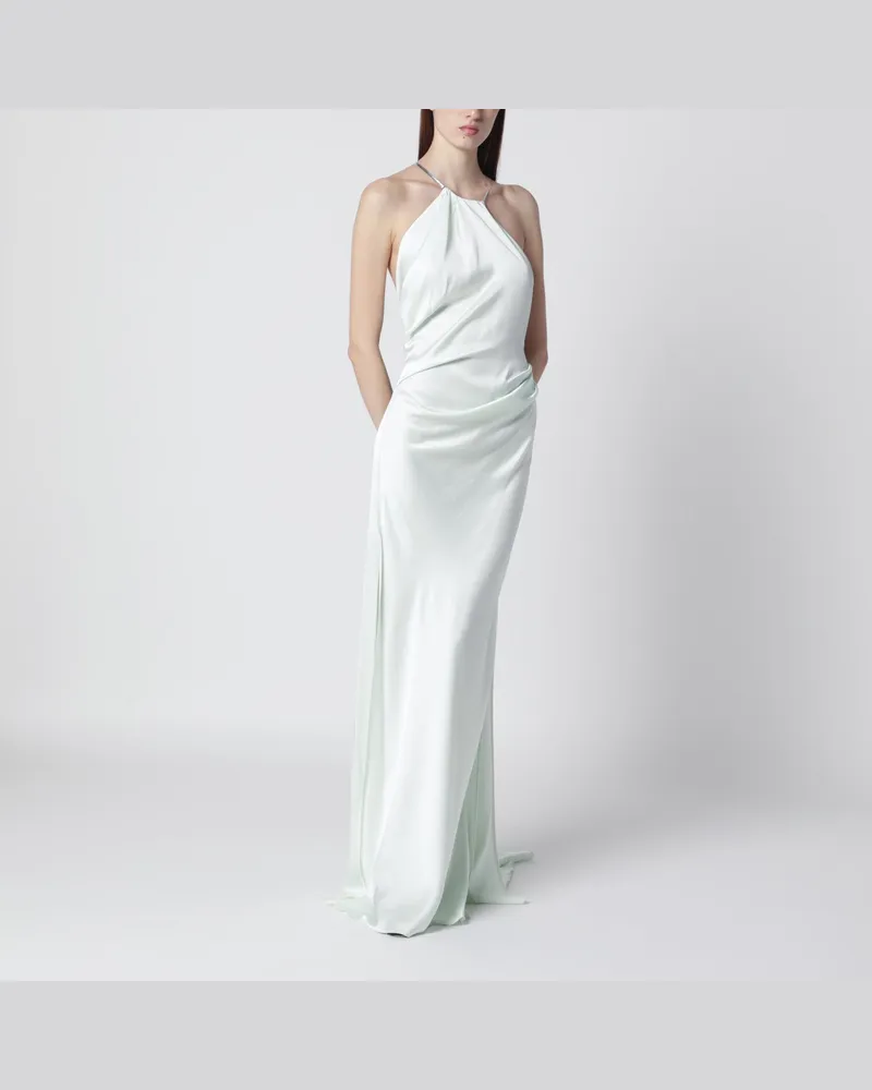 Victoria Beckham Langes Kleid in Aloe-Farbe mit Kettendetail Green